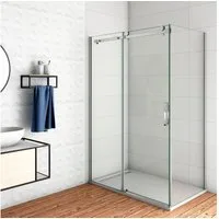 duschspa Eckdusche 8mm NANO Glas Duschkabine Duschabtrennung Schiebetür mit Seitenwand, BxT: 100x70 cm, Einscheibensicherheitsglas, Sicherheitsglas, Set, Klarglas