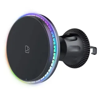15W Magnetic Wireless Charger with Colorful Light/Monochrome 360° Rotary for iPhone 17 16 Pro 15 Pro Max 14 13 12 Macsaf