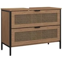 Vicco Waschbeckenunterschrank Linara, Eiche/Schwarz, 80 x 59 cm