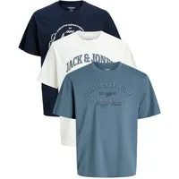 Jack & Jones Print-Shirt stilvolle Slim-Fit und Regular Shirts (Spar Set, 3er-Pack) Shirts mit Printaufdruck aus Baumwolle