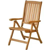 Kai Wiechmann Hochlehner Verstellbarer Teak Gartenstuhl, wetterfester Teak Klappsessel, Teakholz Gartensessel mit extra langer Rückenlehne