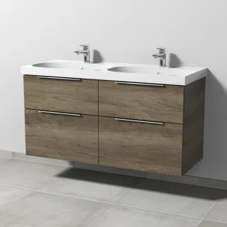 Sanipa 3way Waschtischunterbau zu Geberit Acanto Waschtisch mit 4 Auszügen, Eiche-Nebraska UM42037