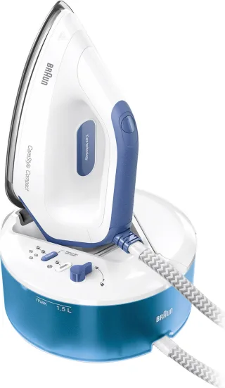 Braun Dampfbügelstation "CareStyle Compact IS 2143 BL - 6,0 bar, 420 g Dampfstoß 1,5 l Tank" 1.500 ml Wassertank 125 g Dampfmenge, EloxalPlus Bügelsohle, Easy CalcClean Entkalkung