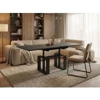Endo-Moebel Couchtisch Empoli - ausziehbar 110-170cm und höhenverstellbar Doppellift Metall, Couch- & Esstisch, modern Design, Wohnzimmertisch, Multifunktionstisch