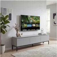 FINEBUY Lowboard FB117865 150cm TV Kommode Grau TV Schrank Fernsehtisch Fernsehschrank (Modernes TV-Board mit grifflosen Fronten), Drei geräumige Schubladen für reichlich Stauraum