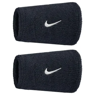 Nike - "Classic" Armband, Doppelbreit, Swoosh (2er-Pack) (Schwarz/Weiß)