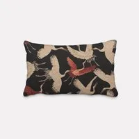 SCHÖNER LEBEN. Dekokissen SCHÖNER LEBEN. Kissenhülle GobelCranebird Paradise Kraniche schwarz b
