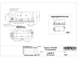 Hoesch Whirlwanne Spectra Vorwand 1700x800 mit System Laola II Whirl+Air  3663Z.010305004