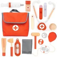 FOUORTUNATE-BEE Spielzeug-Arztkoffer Mini Arztkoffer Kinder Spielset aus Holz, (mit Stethoskop, Blutdruckmessgerät und mehr, Doktorkoffer Spielzeug zum Rollenspie), für Kinder ab 3, 4, 5 Jahre