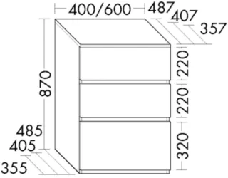 Burgbad Unterschrank Lin20 Melamin 870x400x357 Eiche Dekor Nachtschwarz, USIX040F7331 USIX040F7331