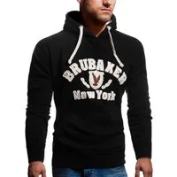 BRUBAKER Kapuzensweatshirt Herren Sweatshirt mit Kapuze - New York Eagle (1-tlg) Sweater mit Kängurutasche und Adler Logo