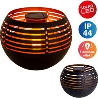 näve LED Außen-Tischleuchte Solar-Tischleuchte, LED fest integriert, Warmweiß, Flammeneffekt, Schiebeschalter, Eisen/Kunststoff, schwarz/gold