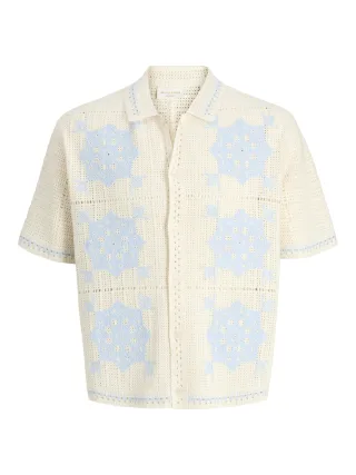 JACK&JONES - JORORCHARD KNIT CROCHET POLO Sea Salt - Gr. - M