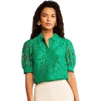 Love & Roses Kurzarmhemd Love & Roses Button-down-Kurzarmhemd mit Spitze (1-tlg)