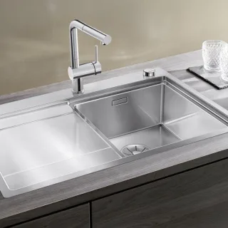 Blanco Divon ii 45 s-if Spüle 521658 86 x 51 cm, Edelstahl Seidenglanz, rechts, Ablauffernbedienung mit Drehbetätigung