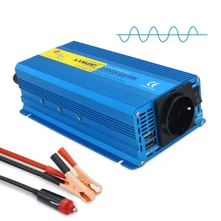 [EU Direct] Lvyuan 1000W Pure Sine Wave Power Inverter 2000W Peak 12V/24V to 230V DC to AC Converter Dual USB Ports EU S