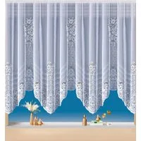 heimtexland Gardine Bogenstore Vorhang Blumen Spitze Scheibengardine (1 St), Kräuselband, halbtransparent, Jacquard, florale Bordüre I weiß I durchscheinend I dekorativ