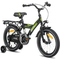 HILAND Kinderfahrrad Sentry 16/18 Zoll Jungen Kinderfahrrad für Kinder ab 4 bis 9 Jahren, 1 Gang, mit Rücksitz/Gepäckträger Stützräder Handbremse