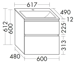 Burgbad Keramik Waschtisch-Set Accura PG2 Schilf Hochglanz/Schwarz Matt, SGVI061F6058C0038 SGVI061F6058C0038