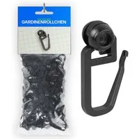 Bestlivings Gardinenröllchen Rollendurchmesser Ø8mm, Gardinenschienen mit Innenlauf, (100-St), für Innenlauf 4–6mm (Weiß) für Kräuselband, Faltenband, Universalband