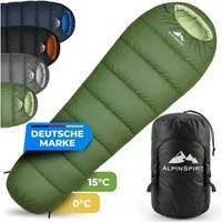 AlpinSpirit Mumienschlafsack [Ultraleicht] 3 Jahreszeiten Sommer & Winter, Packmaß, 210x75 cm (Festival, Trekking, Outdoor, Camping), 2 Wege Reißverschluss, 3 Jahreszeiten, Wasserabweisend