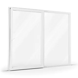 PSK Schiebetür, Kunststoff-Alu, IDEAL TwinSet 4000, Weiß, zweiteilig, 1510 x 1635 mm, individuell konfigurieren