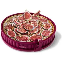 coox Quicheform Quicheform 26 cm mit Glasboden Silikon Tarteform dunkelrot, (Stück 1-tlg), Hitzebeständig bis 230°C und kälteresistent bis -40°C