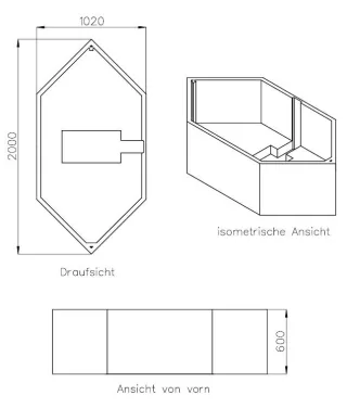 Neuesbad Wannenträger für Hoesch iSensi Sechseck 205x105 SW 16417