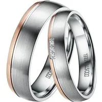 DOOSTI Trauring Schmuck Geschenk Edelstahl Trauring Ehering Partnerring LIEBE, Made in Germany, wahlweise mit oder ohne Zirkonia
