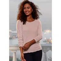 LASCANA Langarmshirt mit feiner Glitzereinfassung aus luftigem Viskose-Feinstrick
