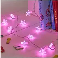 Lights4fun LED-Lichterkette 30er LED Sternenlichterkette pink