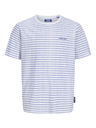 JACK&JONES - JJDEVIN DAYTONA STRIPED TEE SS CN JNR Bright White - Gr. - 152
