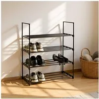 HAKU Schuhregal Schuhaufbewahrung, rechteckig - aus Metall Schwarz - B/T/H 67/30/81 cm