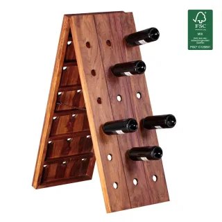 Weinregal Flaschenregal 100 cm für 36 Flaschen Massiv-Holz Sheesham