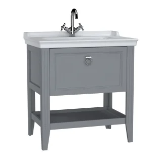VitrA Valarte Set 80 cm Möbelwaschtisch + Waschtischunterschrank 1 Vollauszug Grau Matt,62181 62181