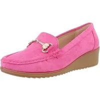 Ital-Design Komfortable Loafers für jeden Anlass – Stil & Qualität Slipper (89319172) Keilabsatz/Wedge Mokassins in Pink