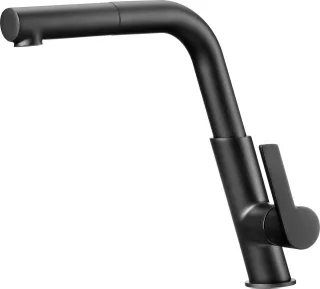Neuesbad Serie 600 Spültischarmatur mit Eckiger Auslauf und PULL-OUT SPRAY, Schwarz NB1DEBQSN73M1