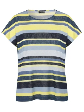 VIA APPIA DUE - T-Shirt Rundhals 1/2 Arm Ringel hellblau multicolor - Gr. - 44