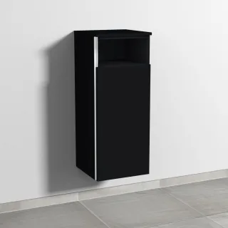 Sanipa 3way Mittelschrank mit 1 Tür und 1 offenem Fach, Schwarz-Matt, BS13308 BS13308