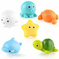 FOUORTUNATE-BEE Lernspielzeug 6er Set Baby-Badespielzeug ohne Löcher – Tiermotive (6-St), Wasserspielzeug für Kinder – ideal für Badewanne