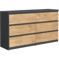 MAGOWA Schubkastenkommode Kommode 120cm - moderne Kommode mit 6 Schubladen für viel Stauraum (Breite 120cm Tiefe 39 cm Höhe 78,5 cm), Unterseite mit Gleitern für optimale Belüftung ausgestattet