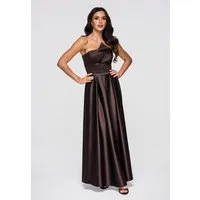 OMBRE Abendkleid Trägerloses Satinkleid mit hohem Schlitz