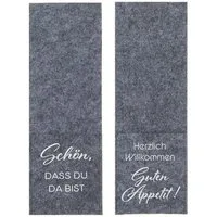 Geschenkestadl Besteckhalter 12 Stück Bestecktaschen aus Filz in grau 2 Sprüche