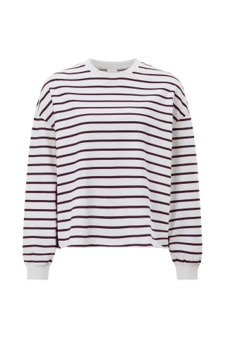 Rich & Royal - O Striped Sweatshirt luxe grape - Gr. - M