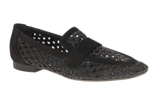 Paul Green Slipper 1209-009 Schwarz Damenschuhe Nubuck Leder Textil Gummisohle