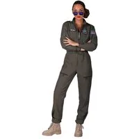 thetru Kostüm Kampfjet Kostüm 'Top Pilot' für Damen, Grün - Fli