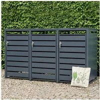 GARLIVO Mülltonnenbox Thymian Mülltonnenbox 3er 240L - wetterfest und langlebig, Verschließbare Mülltonnenverkleidung -modernes Design als Sichtschutz