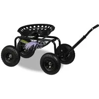 relaxdays Rollsitz Fahrbarer Gartensitz mit Stauraum, schwarz
