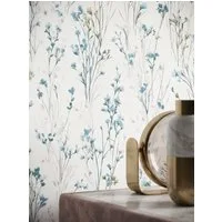 Newroom Vliestapete Lunara Türkis Tapete Vliestapete Blumen, Floral, Blumenranke, strukturiert, Mustertapete
