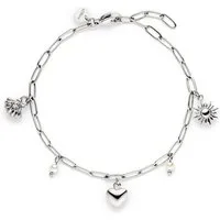 s.Oliver Armband Summer Charms, Muschel-Optik, Herz, Sonne, mit Zirkonia (synth) - mit Perle (imitiert)